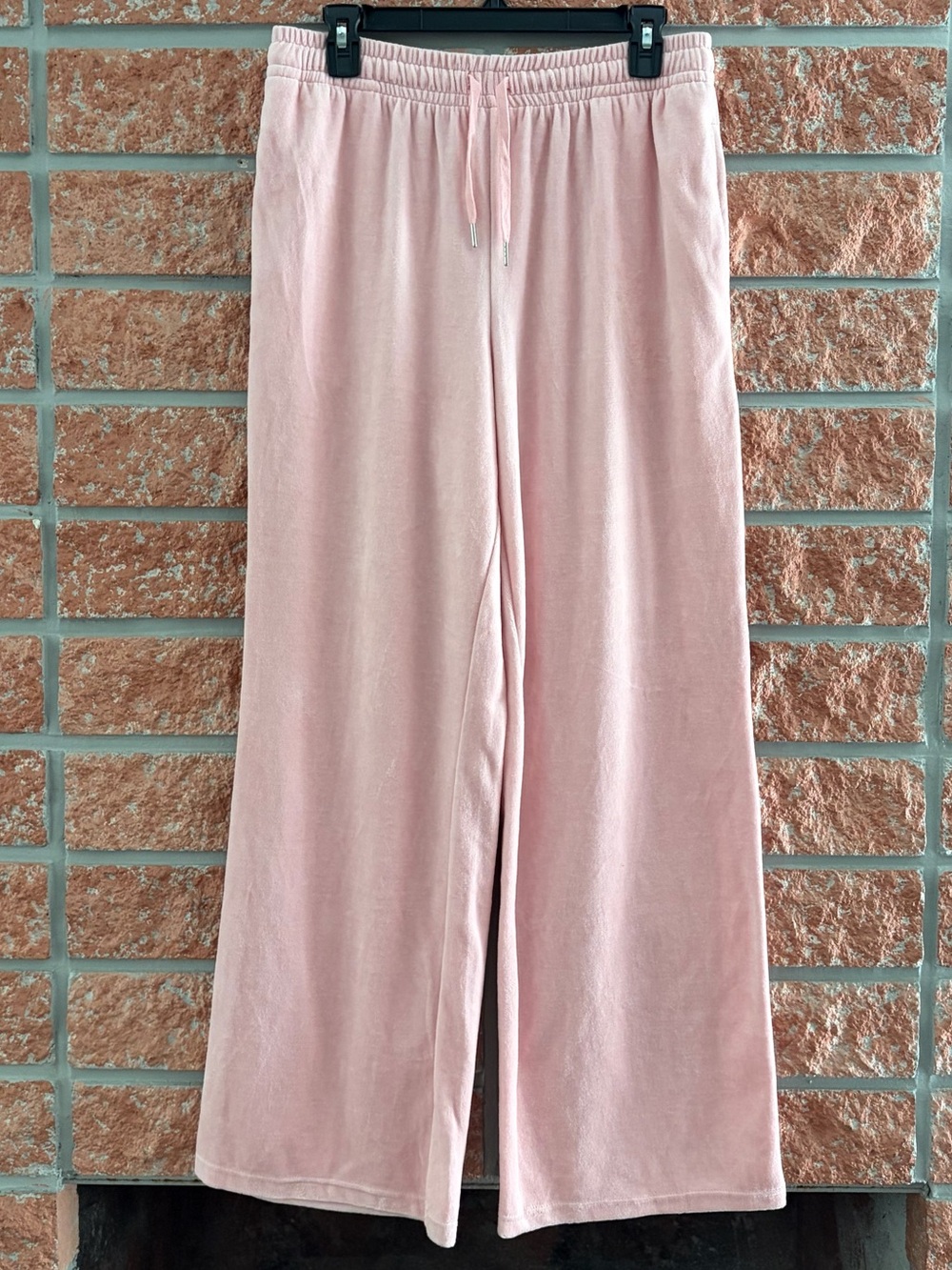 Love Tree Velvet Wide-Leg Lounge Pants in Light Pink